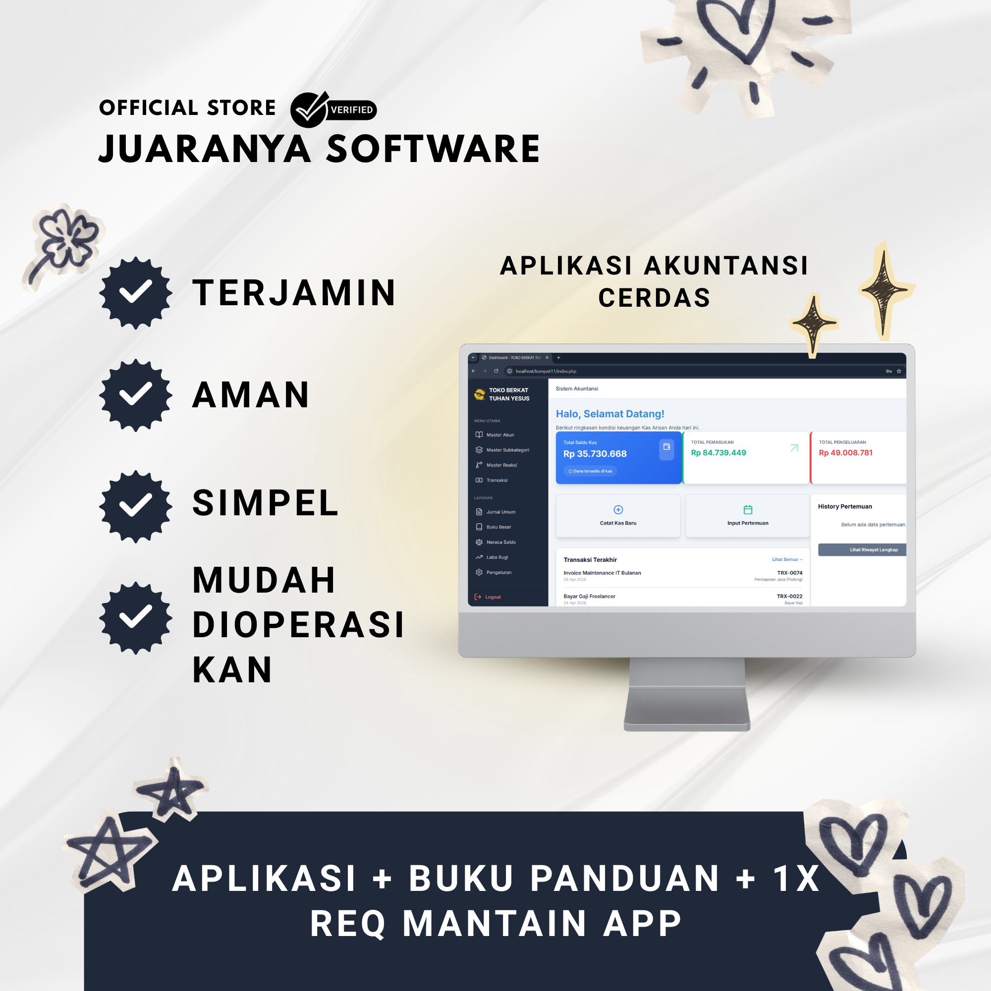 Aplikasi Akuntansi Cerdas - Aplikasi + Buku Panduan + 1x Mantain