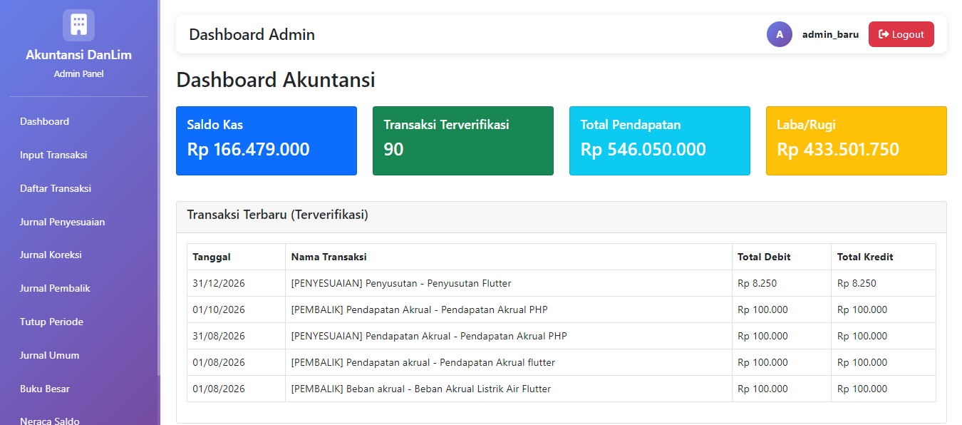 Source Code Aplikasi Akuntansi Berbasis Web "Akuntansi DanLim"