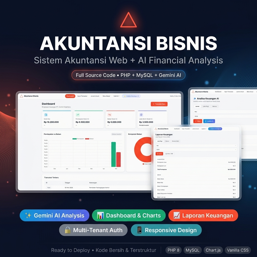 Akuntansi Bisnis — Sistem Akuntansi Web Full-Stack + Analisa Keuangan AI (Gemini)